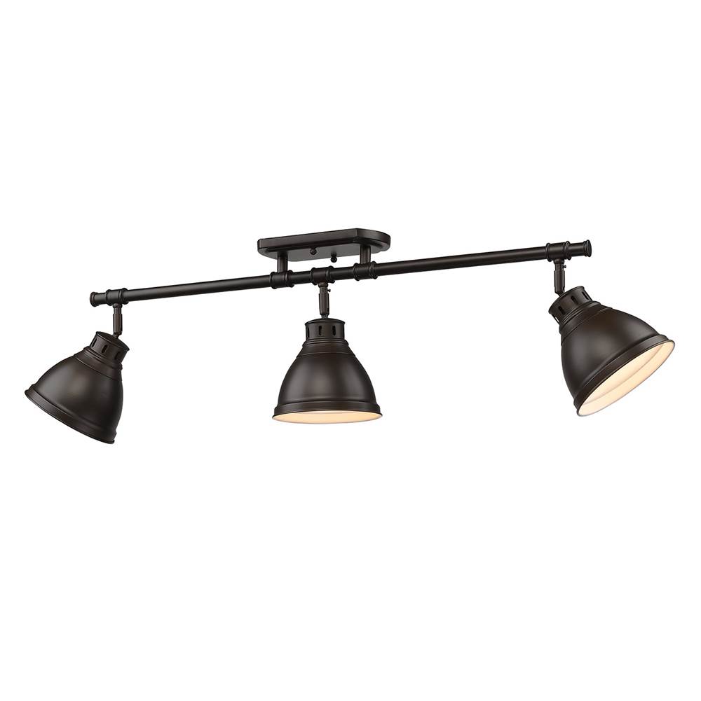 Golden Lighting Duncan 3 Light Semi-Flush - Track Light in Rubbed Bronze with Rubbed Bronze Shades